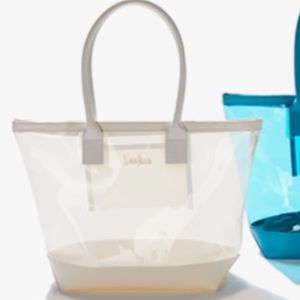 Neiman Marcus Clear VIP Tote Bag - White or Taupe - NWT